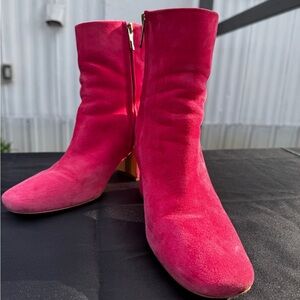 Sam Edelman Daria Block Heel Bootie - Pink Suede Ankle Boots